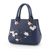 Embroidery Shoulder Bag Sweet Lady Handbag Big Capacity Messenger PU Leather