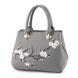 Embroidery Shoulder Bag Sweet Lady Handbag Big Capacity Messenger PU Leather