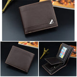Coffee PU Leather Men's Wallet Short Three Fold Mature Small Boyfriend Wallet
