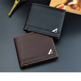 Coffee PU Leather Men's Wallet Short Three Fold Mature Small Boyfriend Wallet