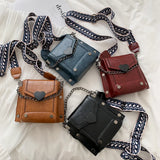 PU leather Women Bag Messenger Bag Wide Strap Shoulder Bag