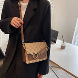 Embroidered Letter Handbag with Chain - Small Square Flip Bag