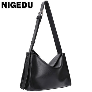 PU Leather Women Shoulder Bag Large Capacity Wide Strap Female Crossbody Bag