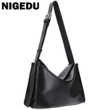 PU Leather Women Shoulder Bag Large Capacity Wide Strap Female Crossbody Bag