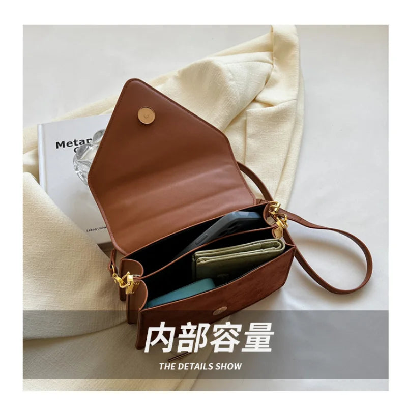 PU polish Shoulder Crossbody Square Bags for Women Vintage Solid Small Flap