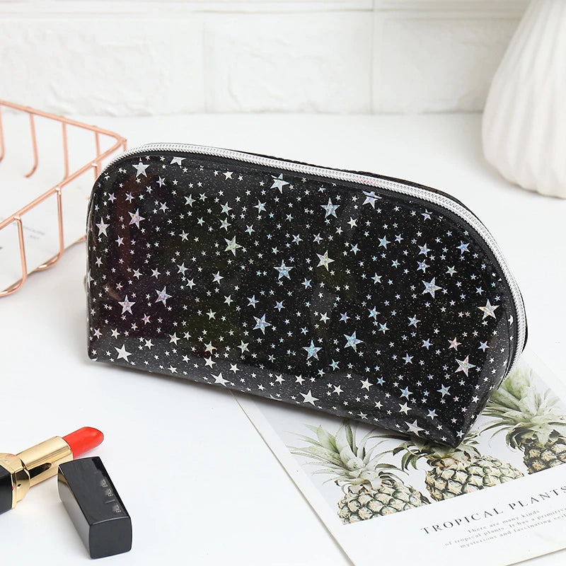 Clear PVC Makeup Cosmetic Bag Star Women Makeup Organizer Bag Travel