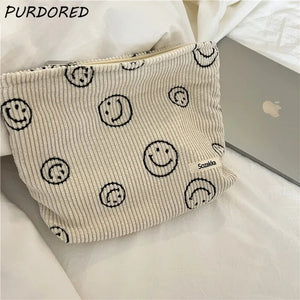 Face Pattern Makeup Bag Canvas Cosmetic Travel Beauty Storage Organizer