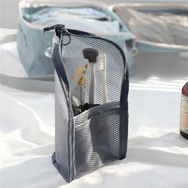 Portable Mesh Cosmetic Bag Travel Makeup Brush Bag