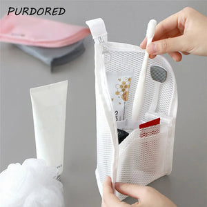 Portable Mesh Cosmetic Bag Travel Makeup Brush Bag