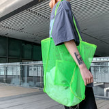 Large Mesh Shopping Bag Reusable Transparent One Shoulder Beach Bag