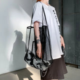 Large Mesh Shopping Bag Reusable Transparent One Shoulder Beach Bag