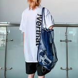 Large Mesh Shopping Bag Reusable Transparent One Shoulder Beach Bag