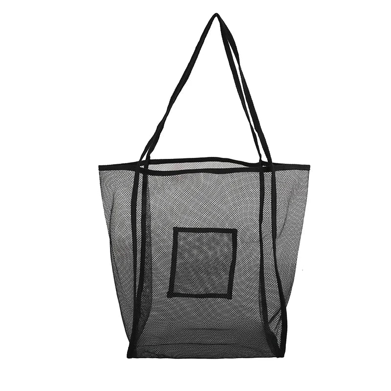 Large Mesh Shopping Bag Reusable Transparent One Shoulder Beach Bag