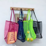 Large Mesh Shopping Bag Reusable Transparent One Shoulder Beach Bag