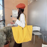 Large Women Plaid Shopping Bag Reusable Canvas Shoulder Bag 6 Colors Tote Bag