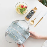 Women Thermal Lunch Bag Cotton Linen Cooler Picnic Box Case Food Container