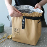 Men Drawstring Lunch Bag Insulation Bento Box Bag Waterproof Tote Bag
