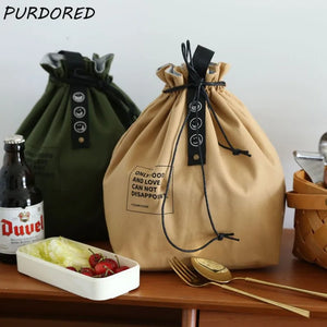 Men Drawstring Lunch Bag Insulation Bento Box Bag Waterproof Tote Bag