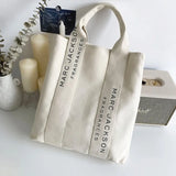 Minimalist Letter Shoulder Tote Bag Large Canvas Reusable Shopping Bag