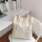 Minimalist Letter Shoulder Tote Bag Large Canvas Reusable Shopping Bag