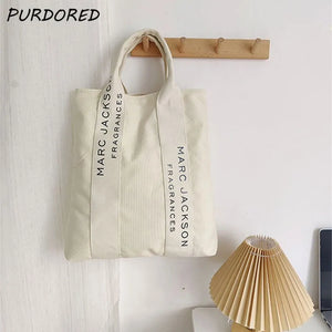 Minimalist Letter Shoulder Tote Bag Large Canvas Reusable Shopping Bag