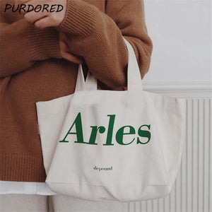 Women's Canvas Small Tote Bag - Reusable Shoulder Bag