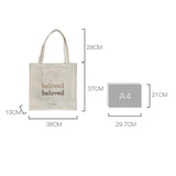 Gradient Text Tote Bag Canvas Casual Shoulder Bag