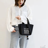 Women Mini Handbag Style Letters Print Canvas Shopping Bag Girl Lunch Tote Bag