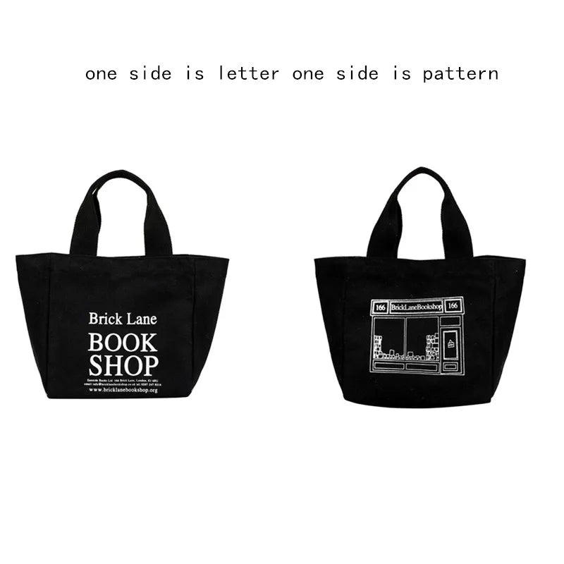 Women Mini Handbag Style Letters Print Canvas Shopping Bag Girl Lunch Tote Bag