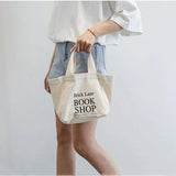 Women Mini Handbag Style Letters Print Canvas Shopping Bag Girl Lunch Tote Bag