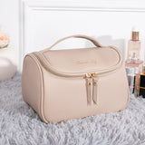 1 Pc PU Leather Large Cosmetic Bag Women Zipper Waterproof