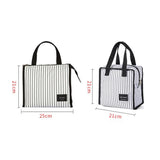 Portable Stripe Lunch Bag for Women Insulated Tote Container Bento Organizer