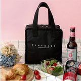 Portable Stripe Lunch Bag for Women Insulated Tote Container Bento Organizer