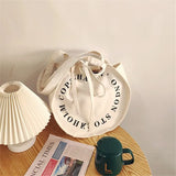 Round Shape Women Tote Bag Canvas Letter Decoration Handbag