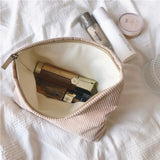 Soft Corduroy Makeup Bag Large Solid Cosmetic Travel Organizer