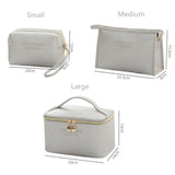 Pink PU Leather Cosmetic Bag Makeup Organizer Travel Waterproof