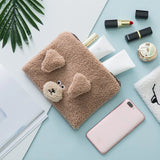 Winter Warm Animal Makeup Bag Soft Lamb Wool Women Cosmetic Bag