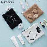 Winter Warm Animal Makeup Bag Soft Lamb Wool Women Cosmetic Bag