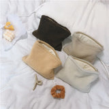 Winter Lambswool Makeup Bag Soft Wool Cosmetic Travel Handbag