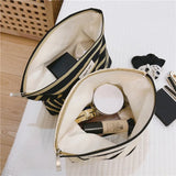 Women's Striped Cosmetic Bag Large Makeup Travel Organizer