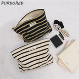 Women's Striped Cosmetic Bag Large Makeup Travel Organizer