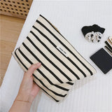 Women's Striped Cosmetic Bag Large Makeup Travel Organizer