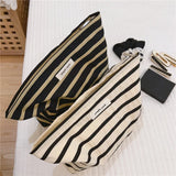 Women's Striped Cosmetic Bag Large Makeup Travel Organizer
