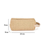 Women Grass Weave Makeup Bag Summer Travel Cosmetic Beauty Kit