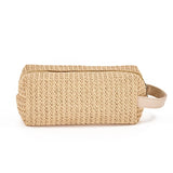 Women Grass Weave Makeup Bag Summer Travel Cosmetic Beauty Kit