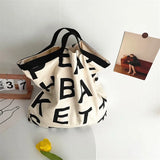Women Large Letter Canvas Handbag Tote Messenger Shoulder Bag Reusable Bolsa