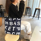 Women Large Letter Canvas Handbag Tote Messenger Shoulder Bag Reusable Bolsa