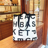 Women Large Letter Canvas Handbag Tote Messenger Shoulder Bag Reusable Bolsa