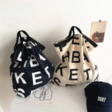 Women Large Letter Canvas Handbag Tote Messenger Shoulder Bag Reusable Bolsa