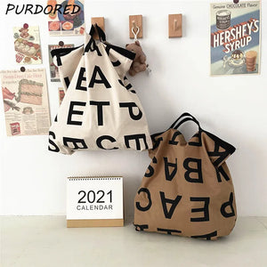 Women Large Letter Canvas Handbag Tote Messenger Shoulder Bag Reusable Bolsa